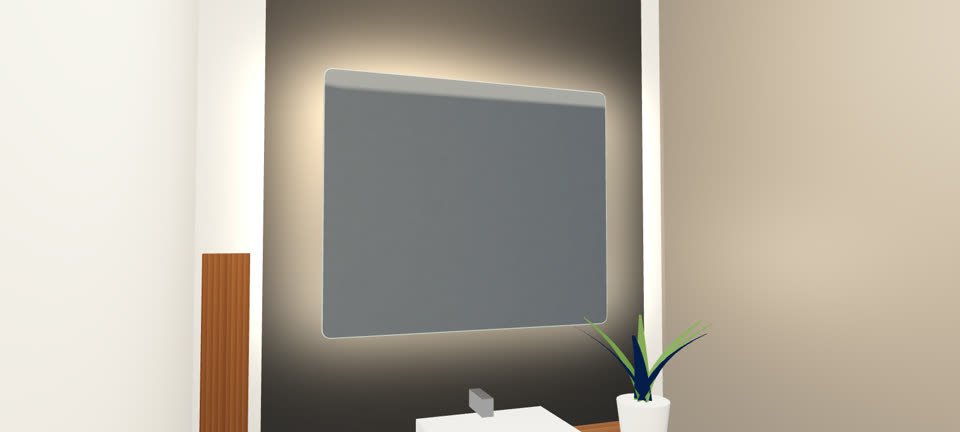 Espelho flutuante com LED